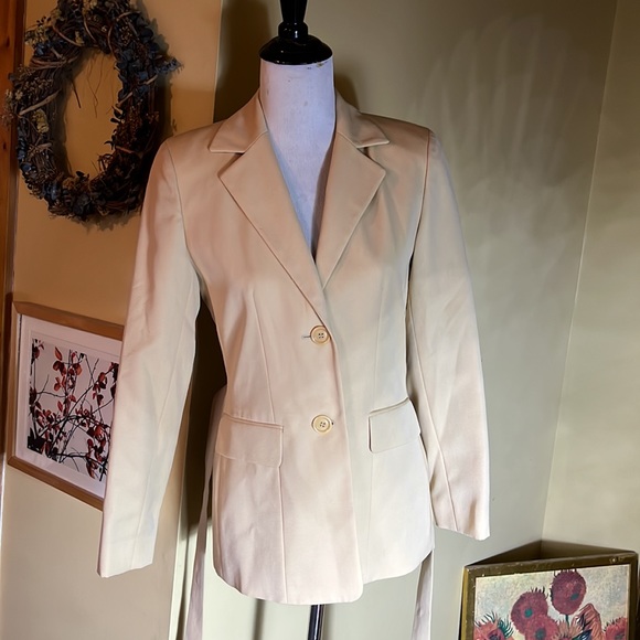 ANN TAYLOR Size 2 Classic Longline Tie-Waist Blazer Wool Safari Preppy $21& NEW - Picture 9 of 9